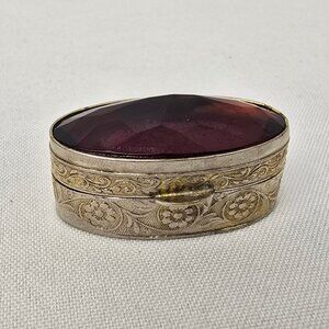 Vintage Italy Faceted Purple Natural Stone Trinket Box